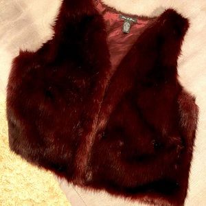 Maroon Faux Fur Vest